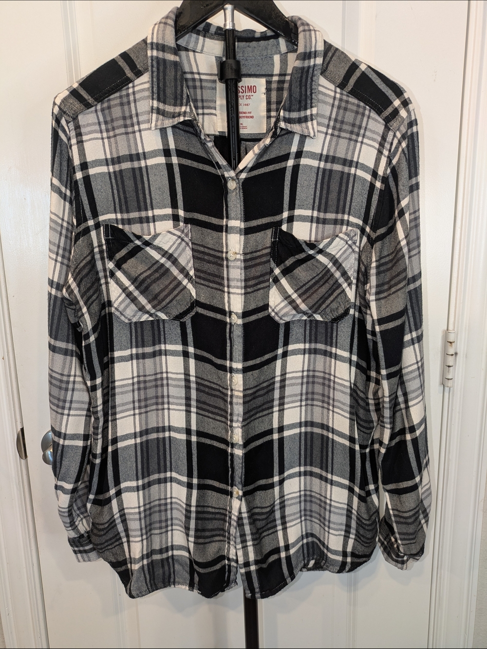Mossimo Supply Co Boyfriend Fit Plaid Flannel Button Down Shirt XL